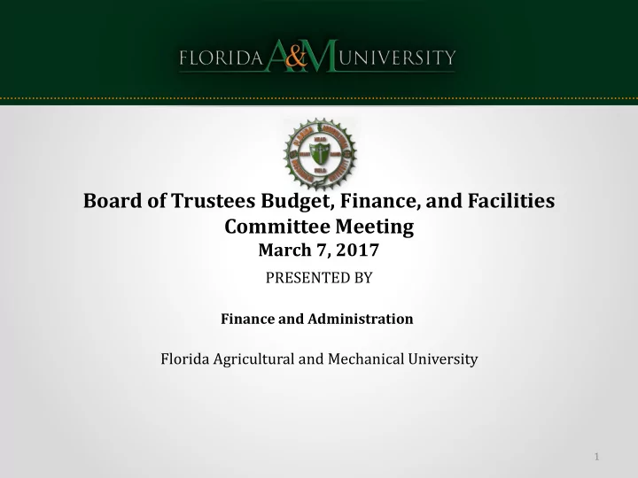 board of trustees budget finance and facilities committee