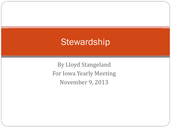 stewardship