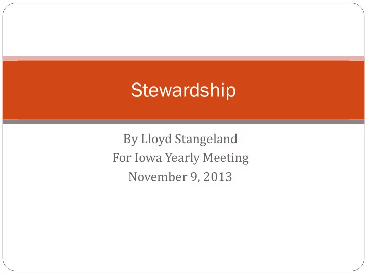 stewardship