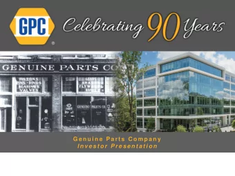 G e n u i n e  P a r t s  C o m p a n y  I n v e s t o r  P r e s e n t a t i o n  Safe Harbor
