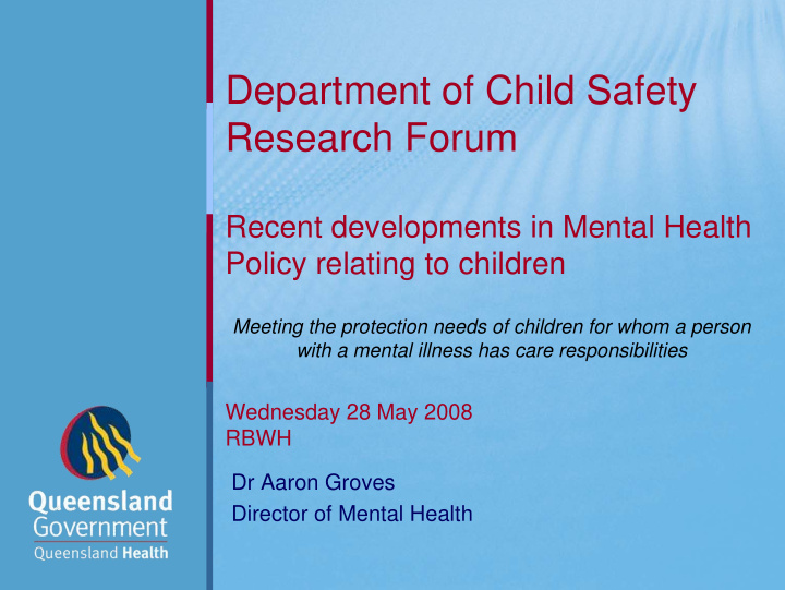 department of child safety research forum
