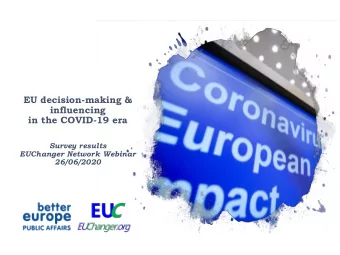 in the COVID-19 era  Survey results  EUChanger Network Webinar  26/06/2020  Key policy areas: