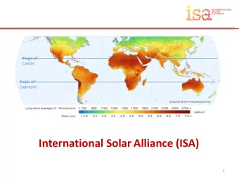 International Solar Alliance (ISA) 1  Paris Declaration on International Solar Alliance on  30