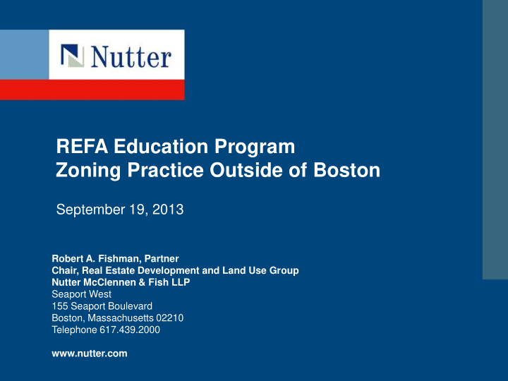 refa education program zoning practice outside of boston