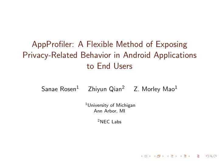 appprofiler a flexible method of exposing privacy related