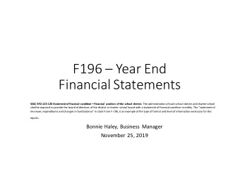 F196  Year End  Financial Statements WAC 392-123-120 Statement of financial