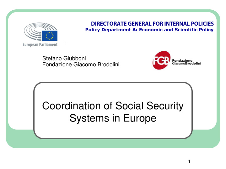 coordination of social security systems in europe