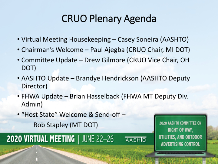 cruo ruo p plenary agenda