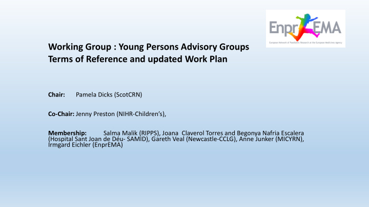 working group young persons advisory groups terms of