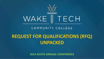 UNPACKED  2019 ACCFO ANNUAL CONFERENCE  Solicitation for Qualifications  Owners Tool Box  Tool