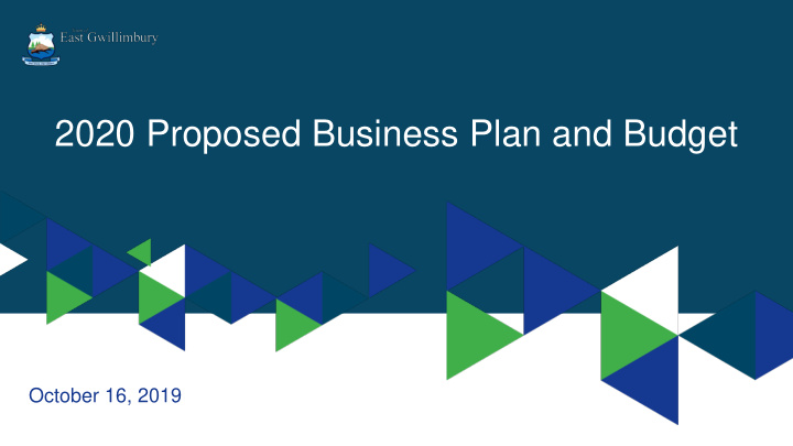 2020 proposed business plan and budget
