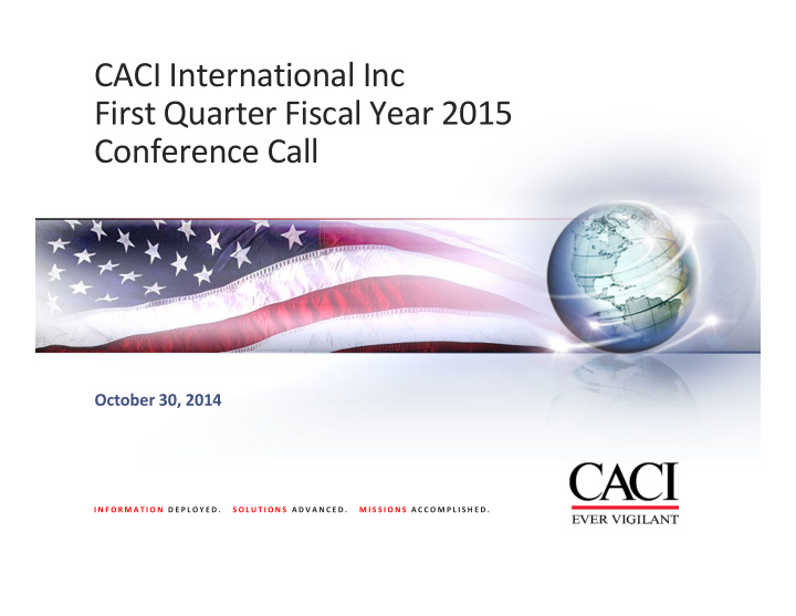 caci international inc first quarter fiscal year 2015