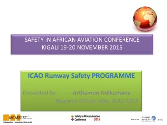 ICAO Runway Safety PROGRAMME  Presented by :  Arthemon Ndikumana  Regional Officer AGA, ICAO ESAF