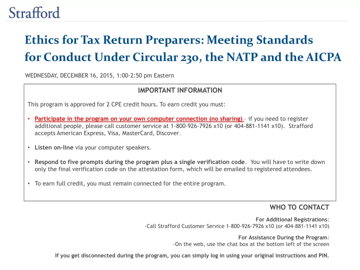 ethics for tax return preparers meeting standards for