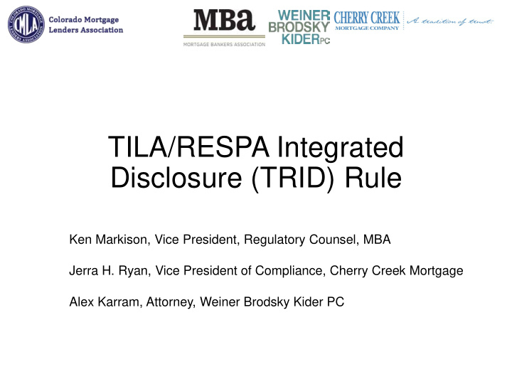 tila respa integrated disclosure trid rule