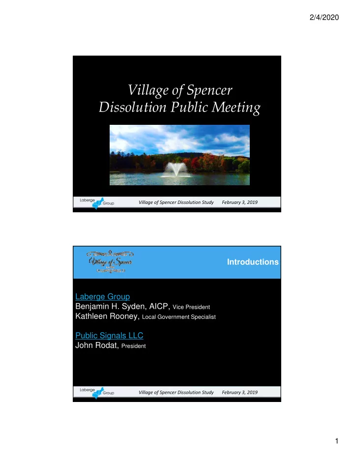 village of spencer dissolution public meeting