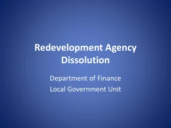 Dissolution  Department of Finance  Local Government Unit  Finance Goals and Objectives of RDA