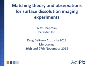 Matching theory and observations  for surface dissolution imaging  experiments  Alex Chapman