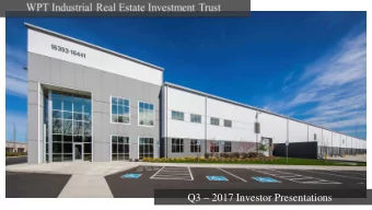 Q3  2017 Investor Presentations ForwardLooking Statements  This presentation contains