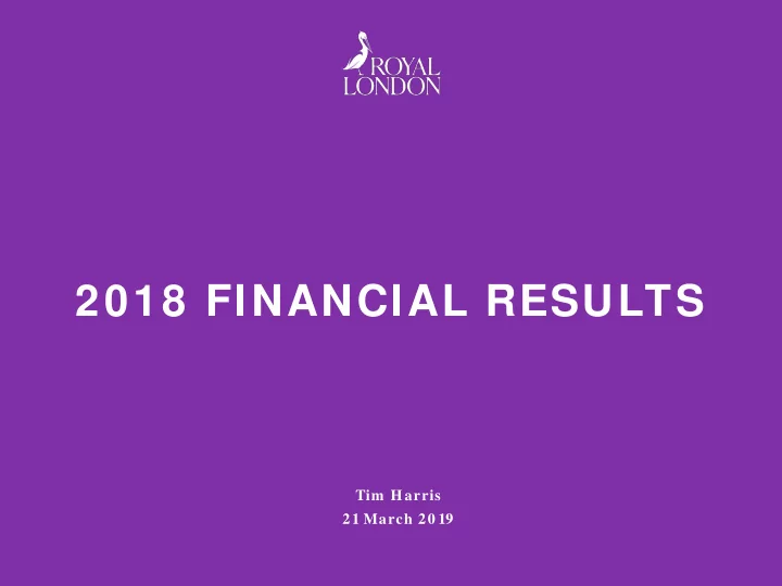 2018 financial results