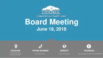 Board Meeting  June 18, 2018  LOCATION  PHONE NUMBER  WEBSITE  FACEBOOK  21 Municipal Drive  +1 636