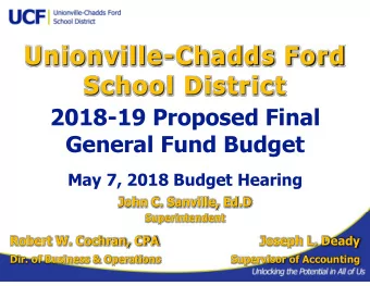 Unionville-Chadds Ford  School District  2018-19 Proposed Final  General Fund Budget  General Fund