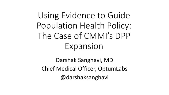 population health policy the case of cmmi s dpp