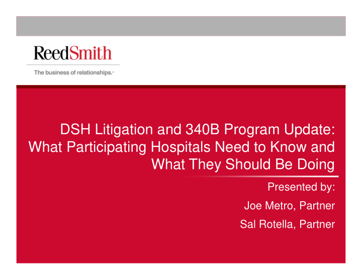 dsh litigation and 340b program update what participating