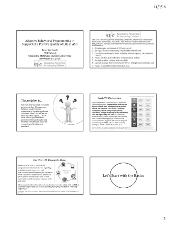 Lets Start with the Basics  work, education, independence, and social  participation among