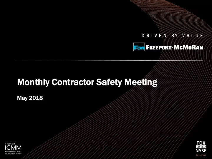 monthl thly y contra tract ctor or safe afety ty meeti