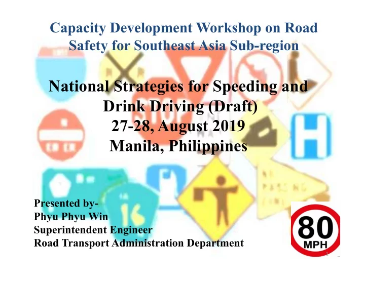 national strategies for speeding and drink driving draft