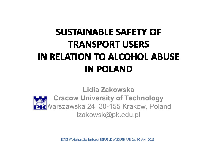 lidia zakowska cracow university of technology warszawska