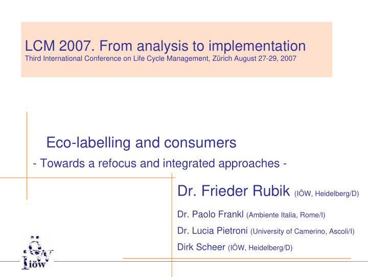 eco labelling and consumers