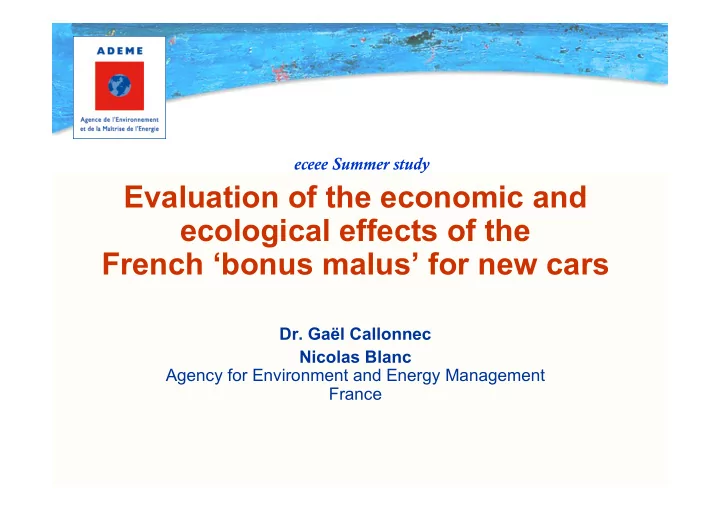 evaluation of the economic and ecological effects of the