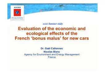 Evaluation of the economic and  ecological effects of the French bonus malus for new cars