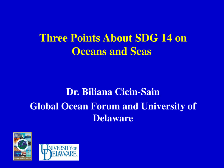 three points about sdg 14 on