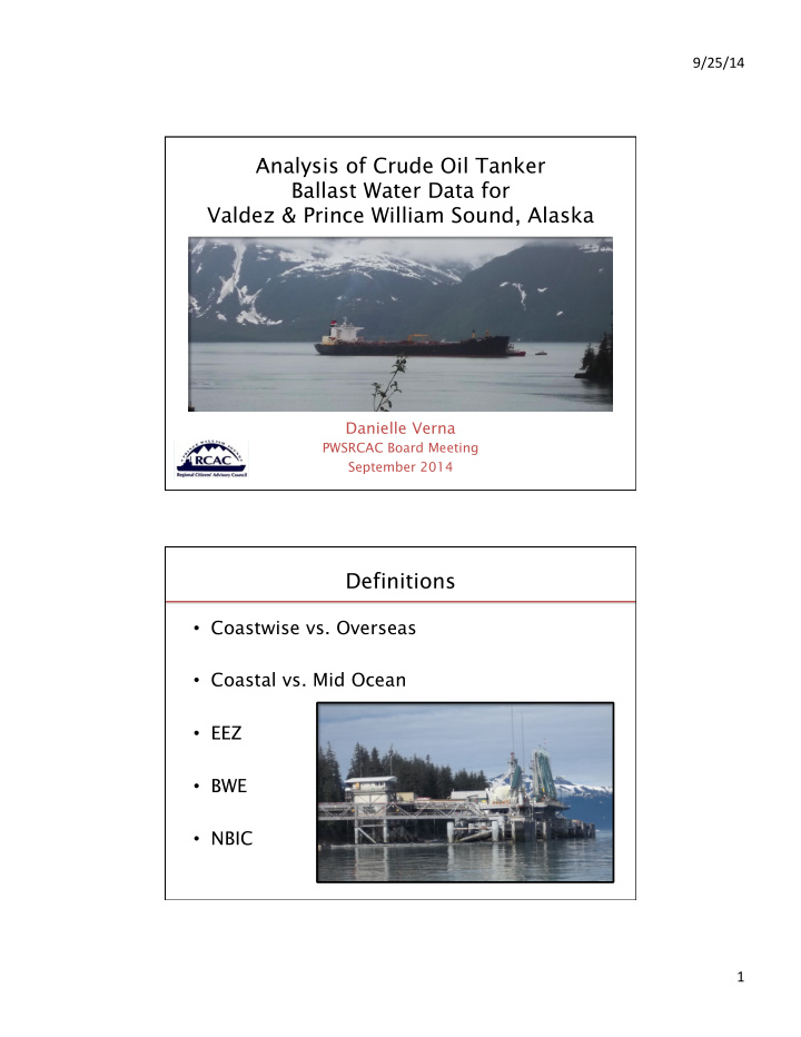 analysis of crude oil tanker ballast water data for