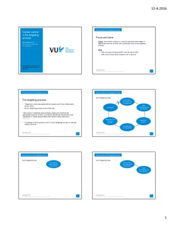 13-4-2016  Human control in the targeting process  Human control  in the targeting  Focus and aims