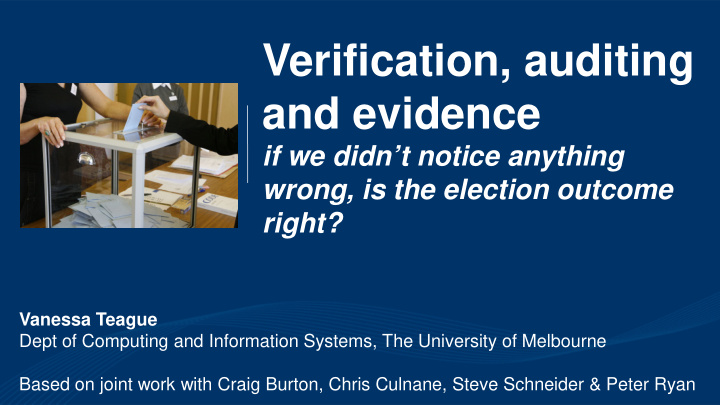 verification auditing and evidence