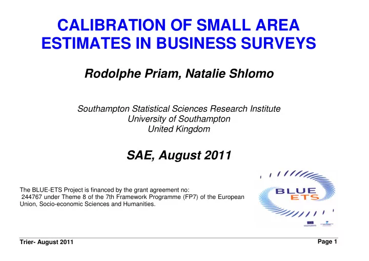calibration of small area estimates in business surveys