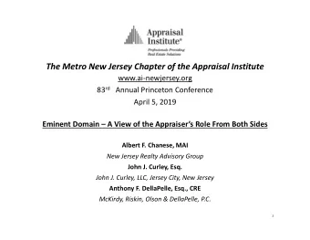 The Metro New Jersey Chapter of the Appraisal Institute www.ai  newjersey.org 83 rd Annual