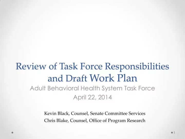 and draft work plan