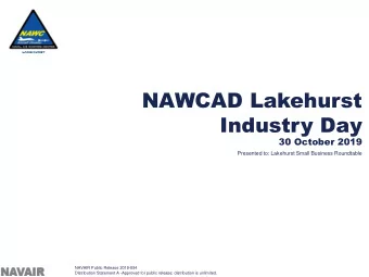 NAWCAD Lakehurst  Industry Day  30 October 2019  Presented to: Lakehurst Small Business Roundtable