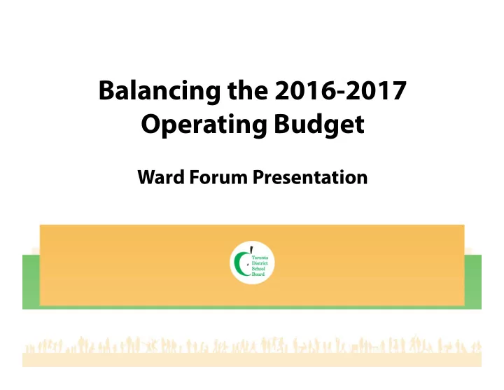 balancing the 2016 2017 operating budget