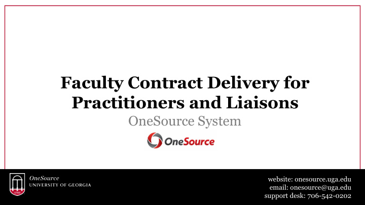 faculty contract delivery for practitioners and liaisons