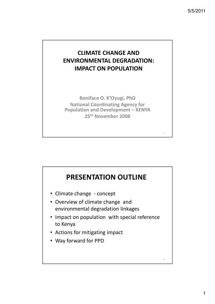 presentation outline