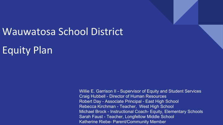 wauwatosa school district equity plan