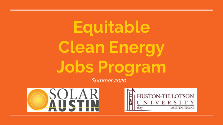 equitable clean energy jobs program
