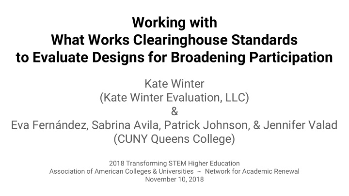 working with what works clearinghouse standards to