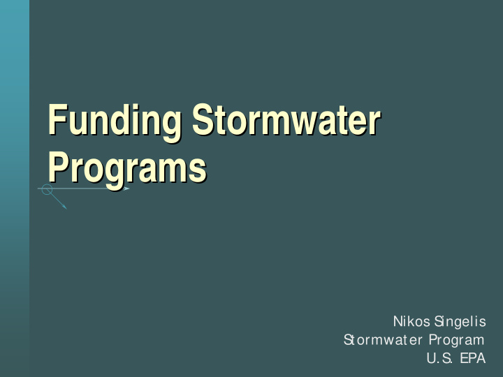 funding stormwater funding stormwater programs programs